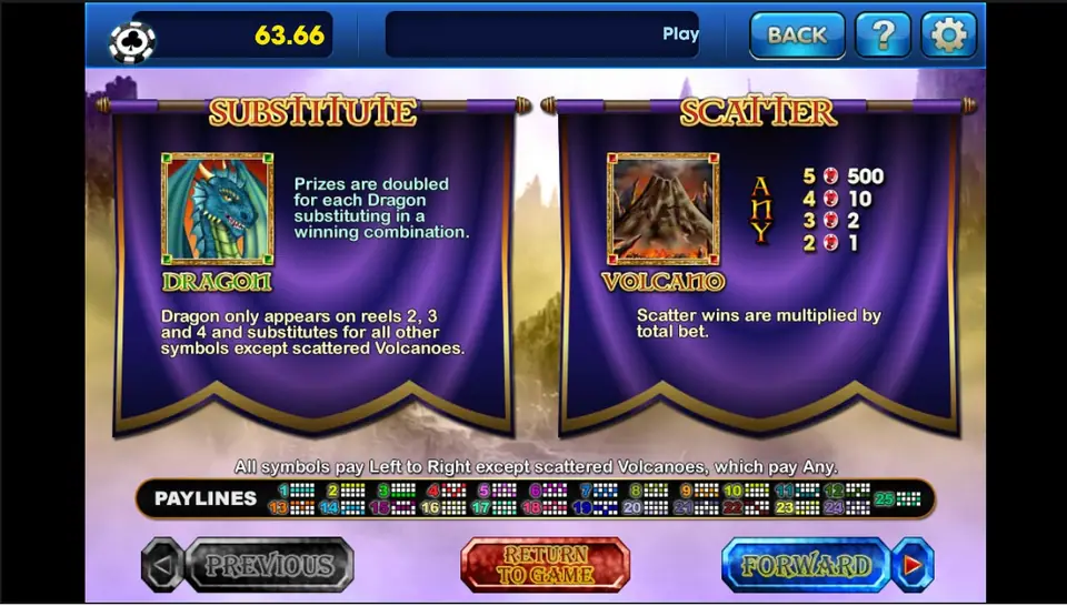 Mystic Dragon slot with a dragon over misty mountains behind the reels