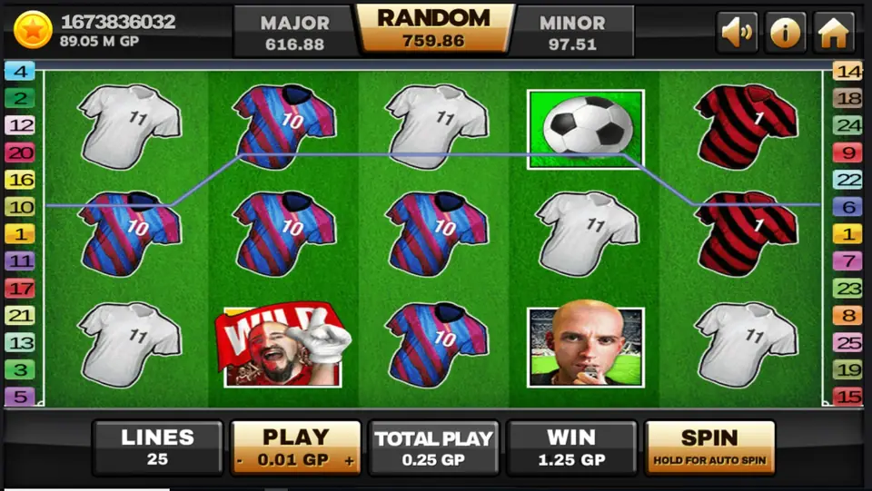 Football Rules bet panel with coin size and AutoPlay controls