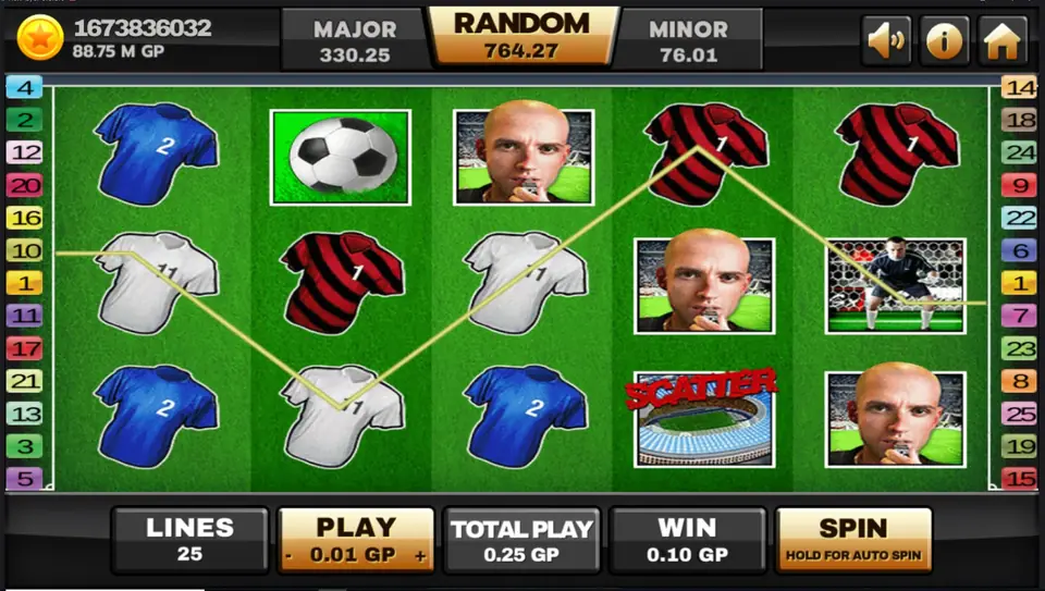 Lucky ball selection screen in the Football Rules bonus round
