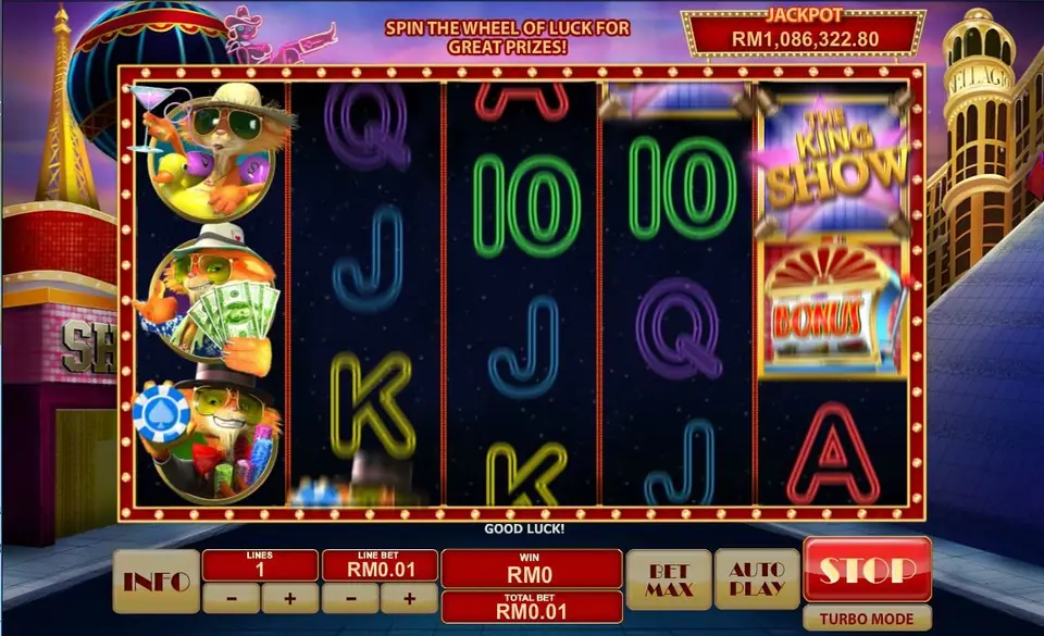 Cat in Vegas reels on Rollex11 with slot machine and wheel bonus icons