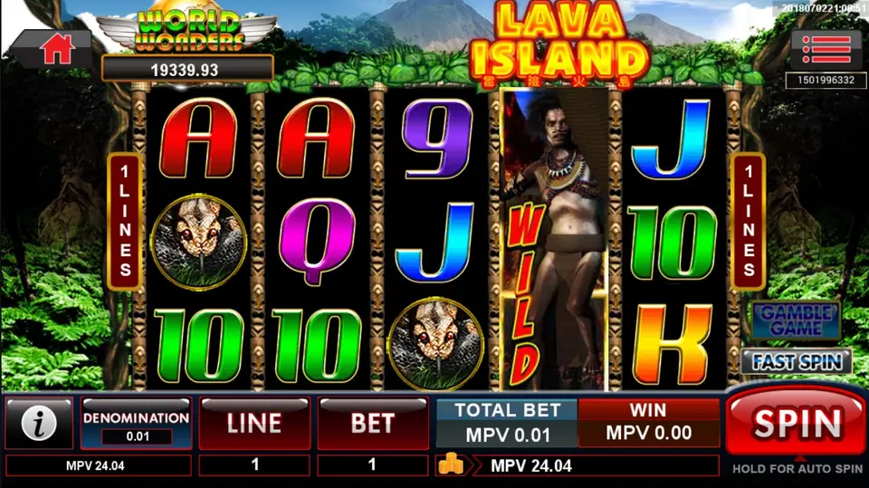 Paytable screen for Lava Island on Sky777